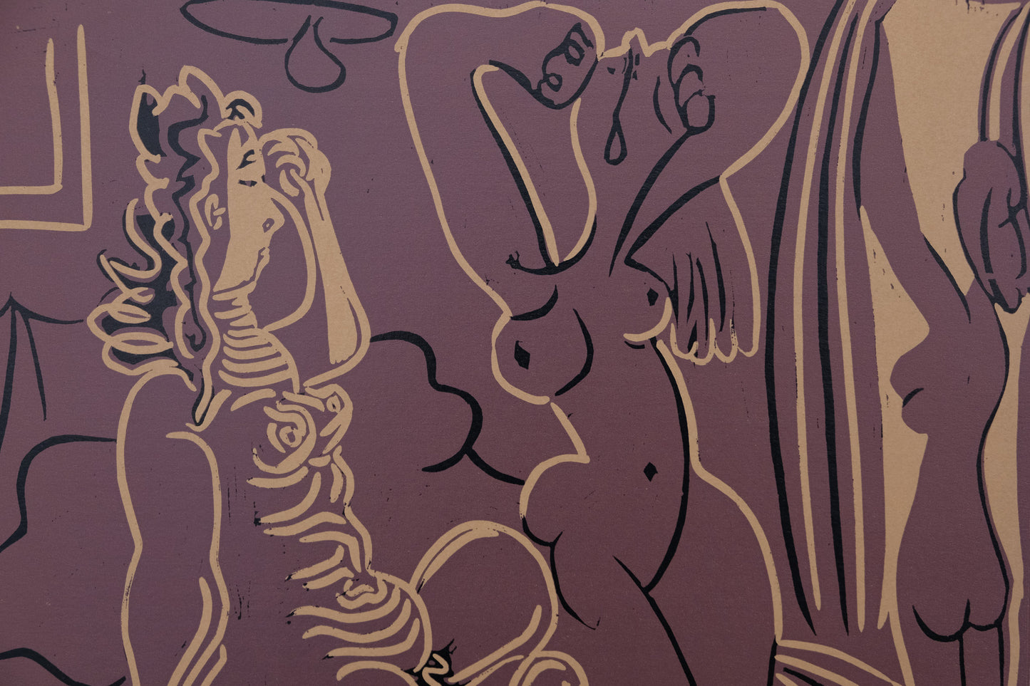 Pablo PICASSO : Trois femmes nues - Linogravure en couleurs