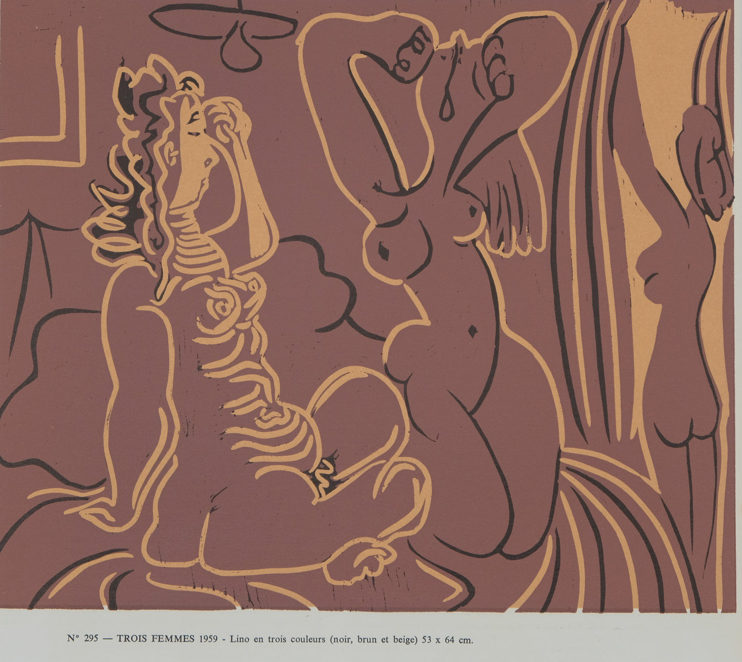 Pablo PICASSO : Trois femmes nues - Linogravure en couleurs