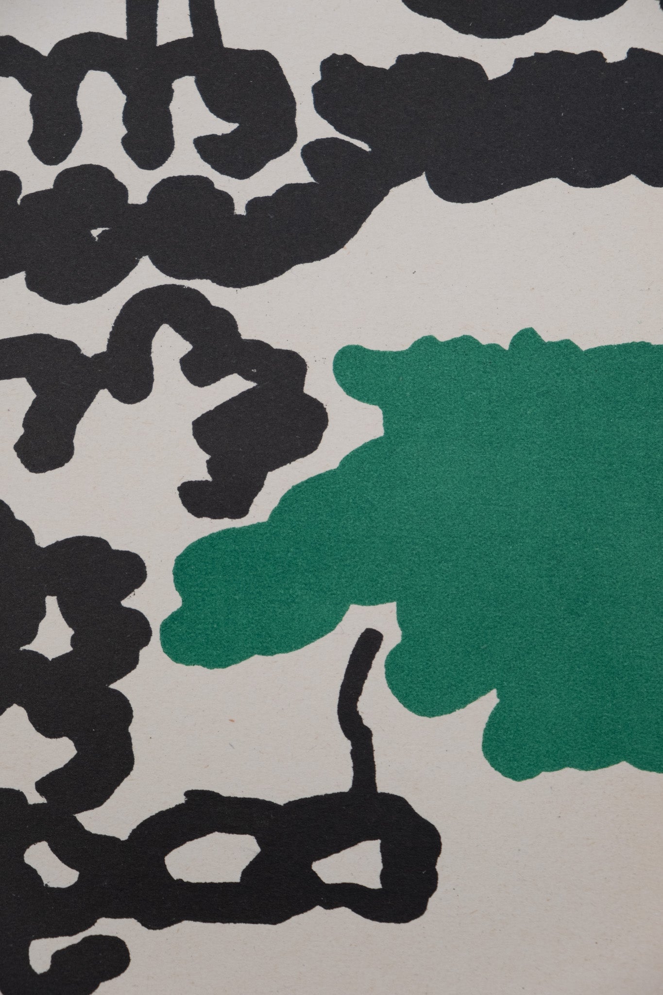 Charles LAPICQUE : Composition abstraite verte et noire - Lithographie originale