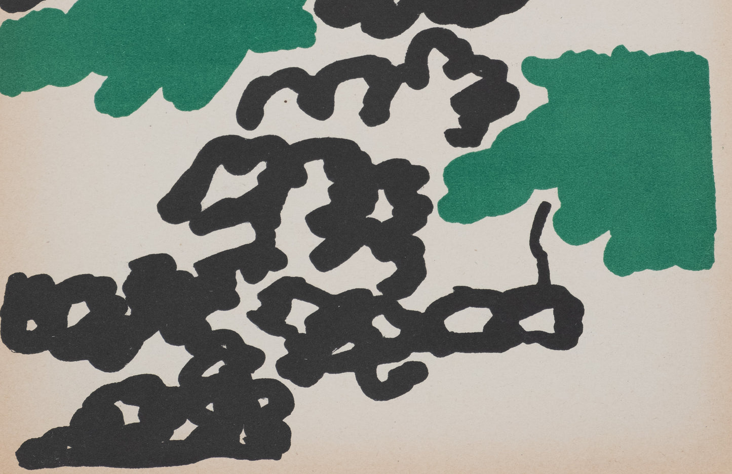 Charles LAPICQUE : Composition abstraite verte et noire - Lithographie originale