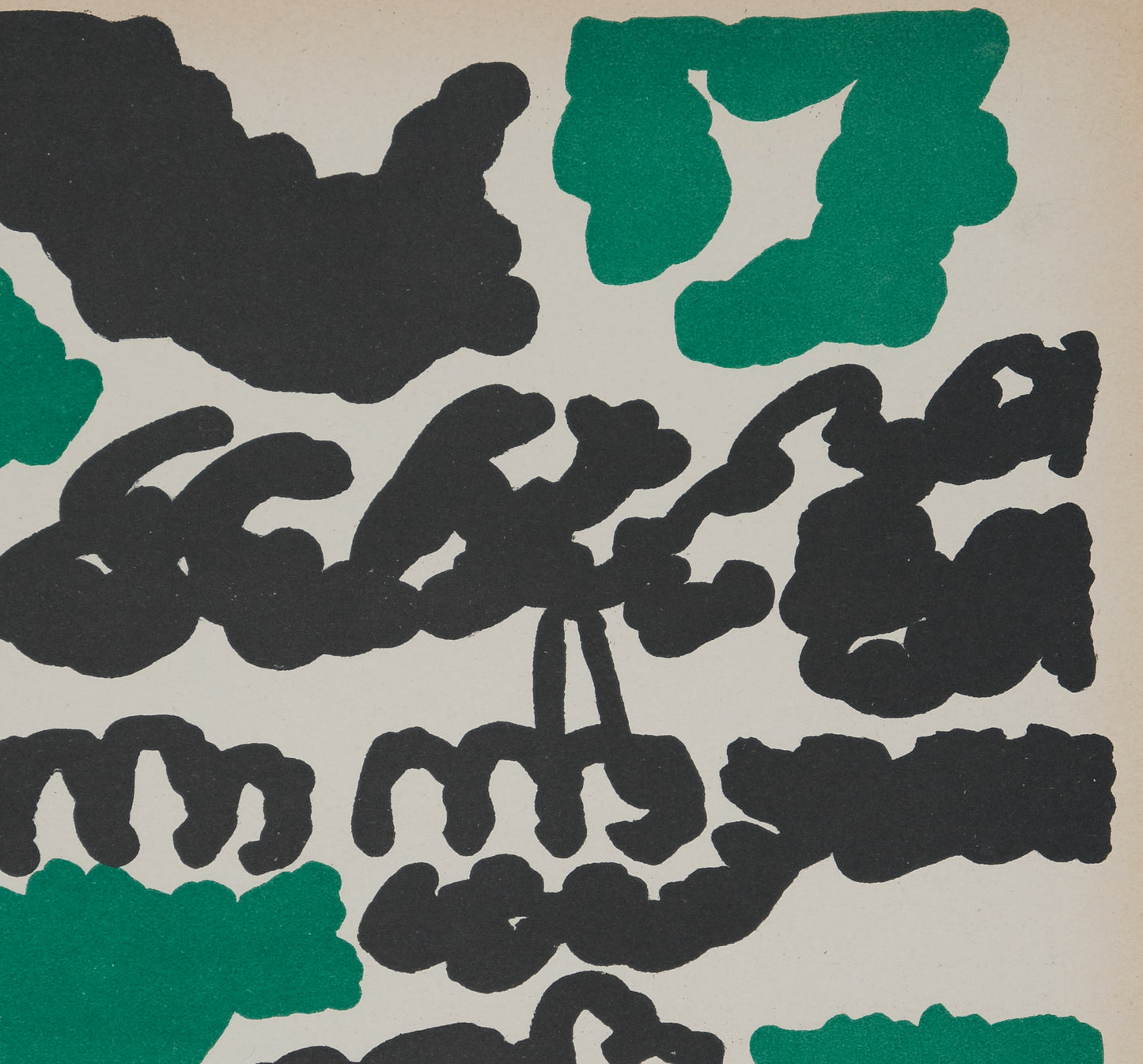 Charles LAPICQUE : Composition abstraite verte et noire - Lithographie originale