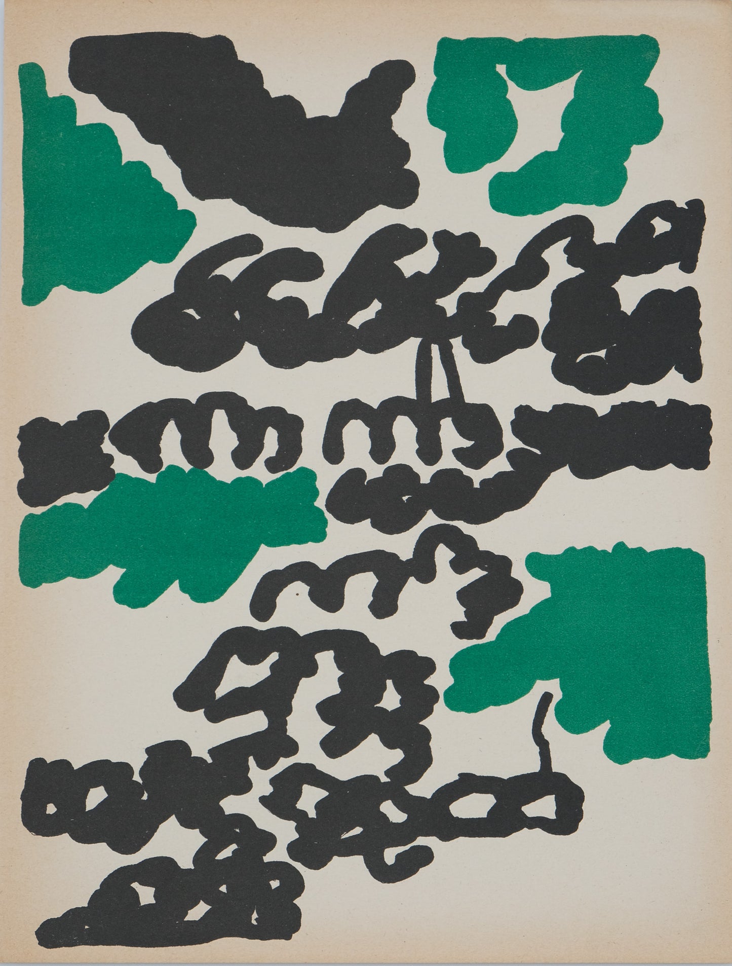 Charles LAPICQUE : Composition abstraite verte et noire - Lithographie originale