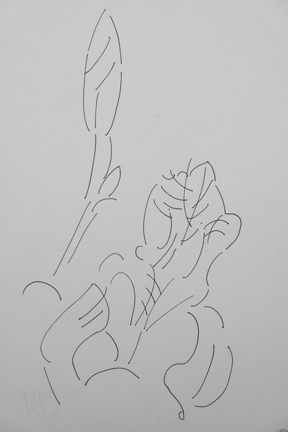 Dora MAAR : Composition florale - Dessin original signé