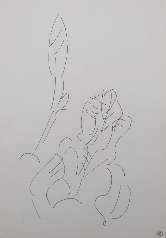 Dora MAAR : Composition florale - Dessin original signé