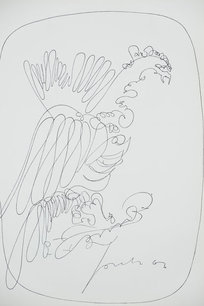 Lucio FONTANA : Le héron - Lithographie signée