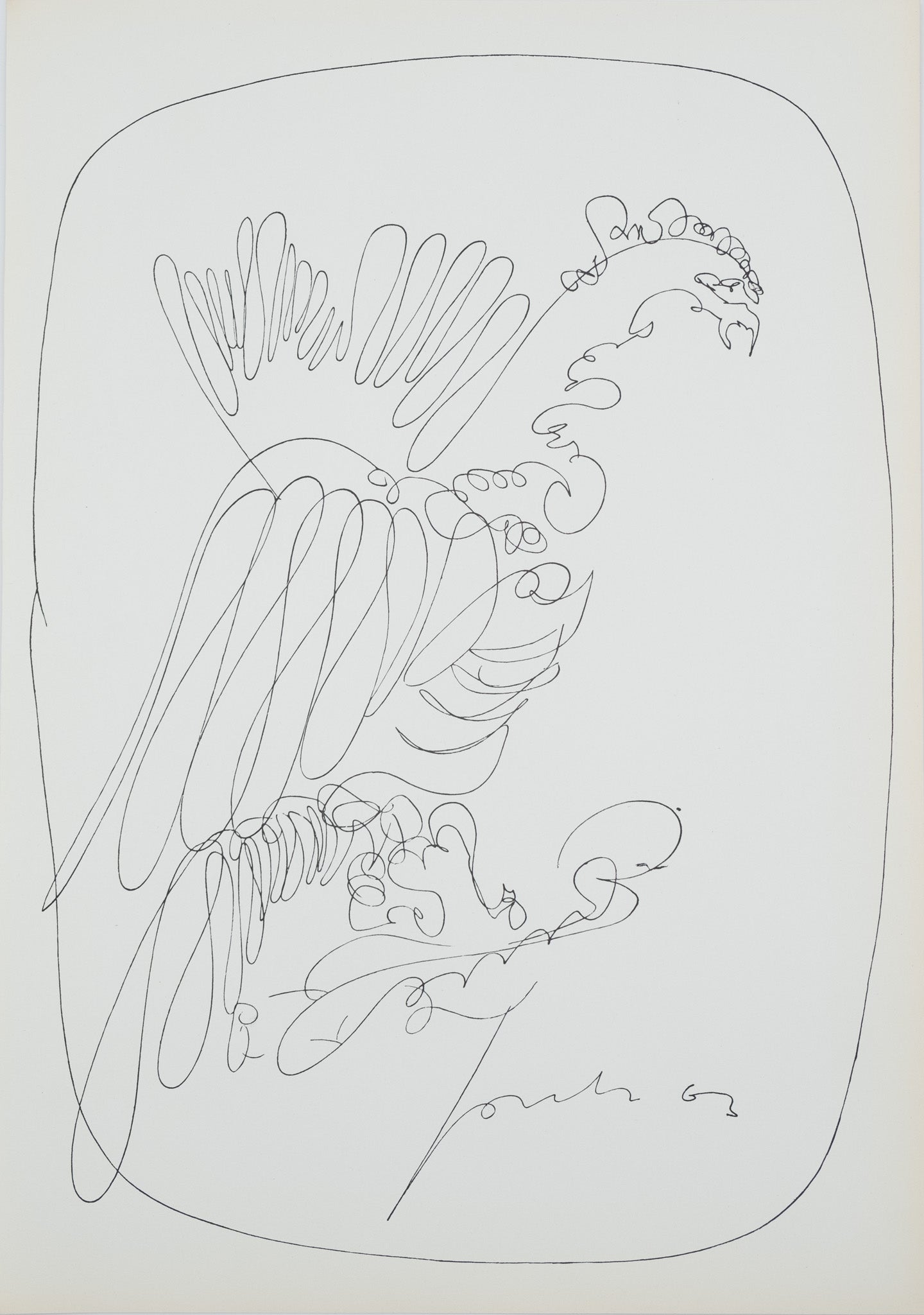 Lucio FONTANA : Le héron - Lithographie signée