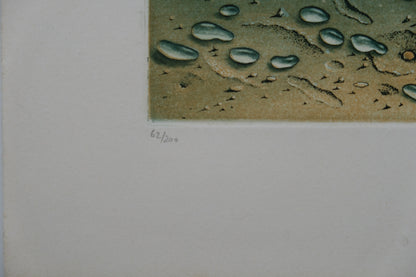 Hiroshi ASADA : Zen, Gouttes d'eau sur le sable - Gravure originale signée
