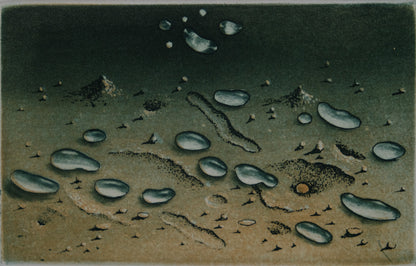 Hiroshi ASADA : Zen, Gouttes d'eau sur le sable - Gravure originale signée