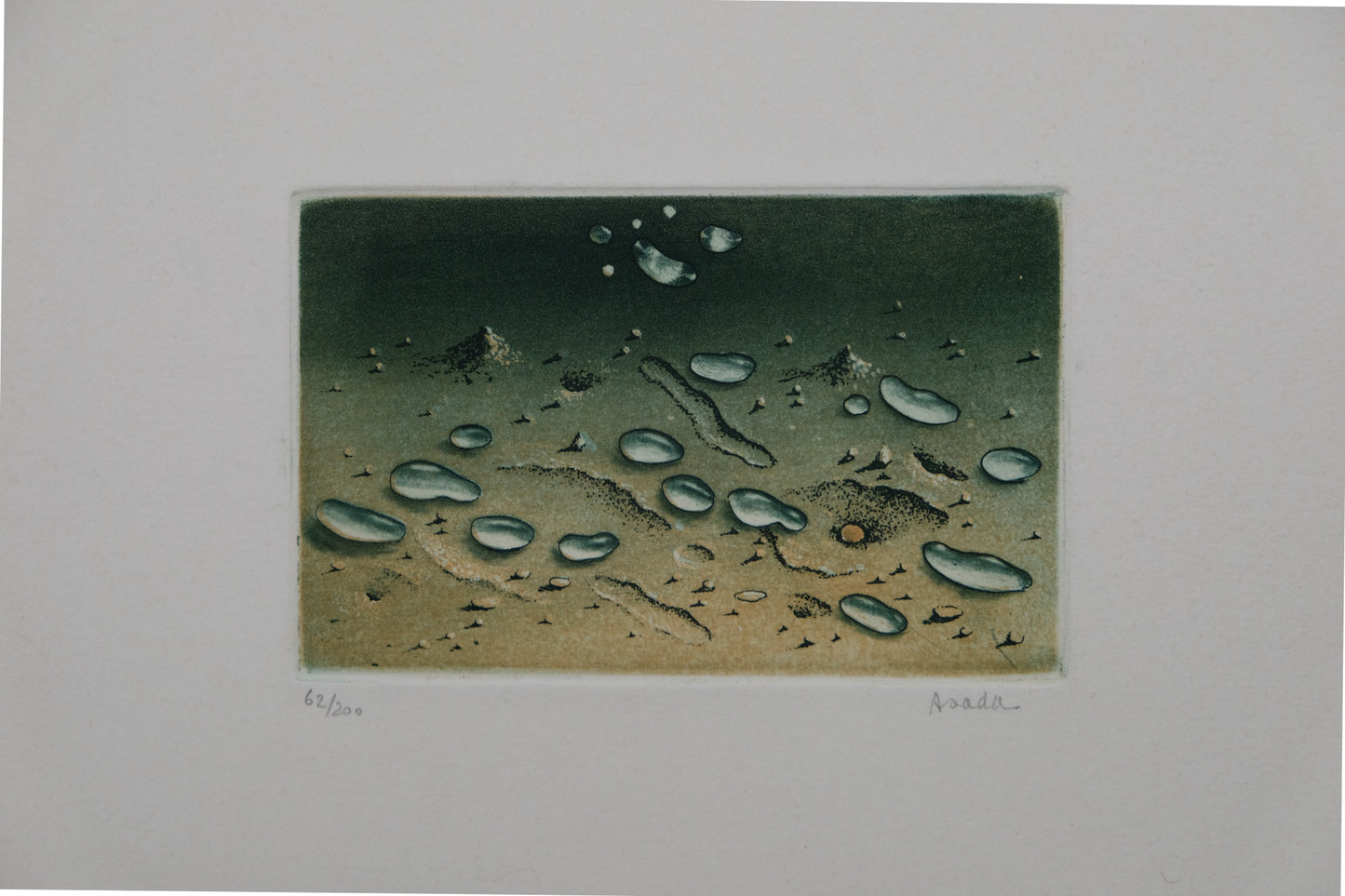Hiroshi ASADA : Zen, Gouttes d'eau sur le sable - Gravure originale signée