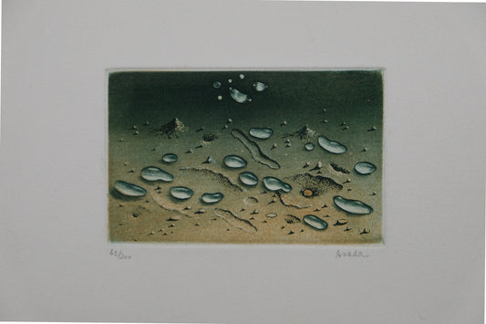 Hiroshi ASADA : Zen, Gouttes d'eau sur le sable - Gravure originale signée