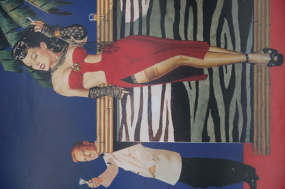 George GROSS : Pin up à la robe rouge - Affiche originale