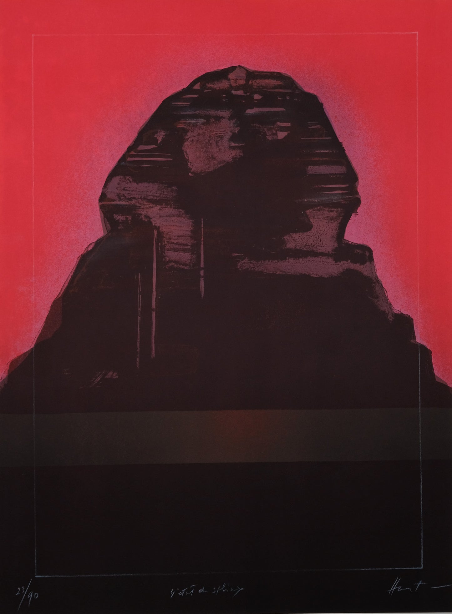 Claude HASTAIRE : Egypte, le Sphinx rose - Lithographie originale signée