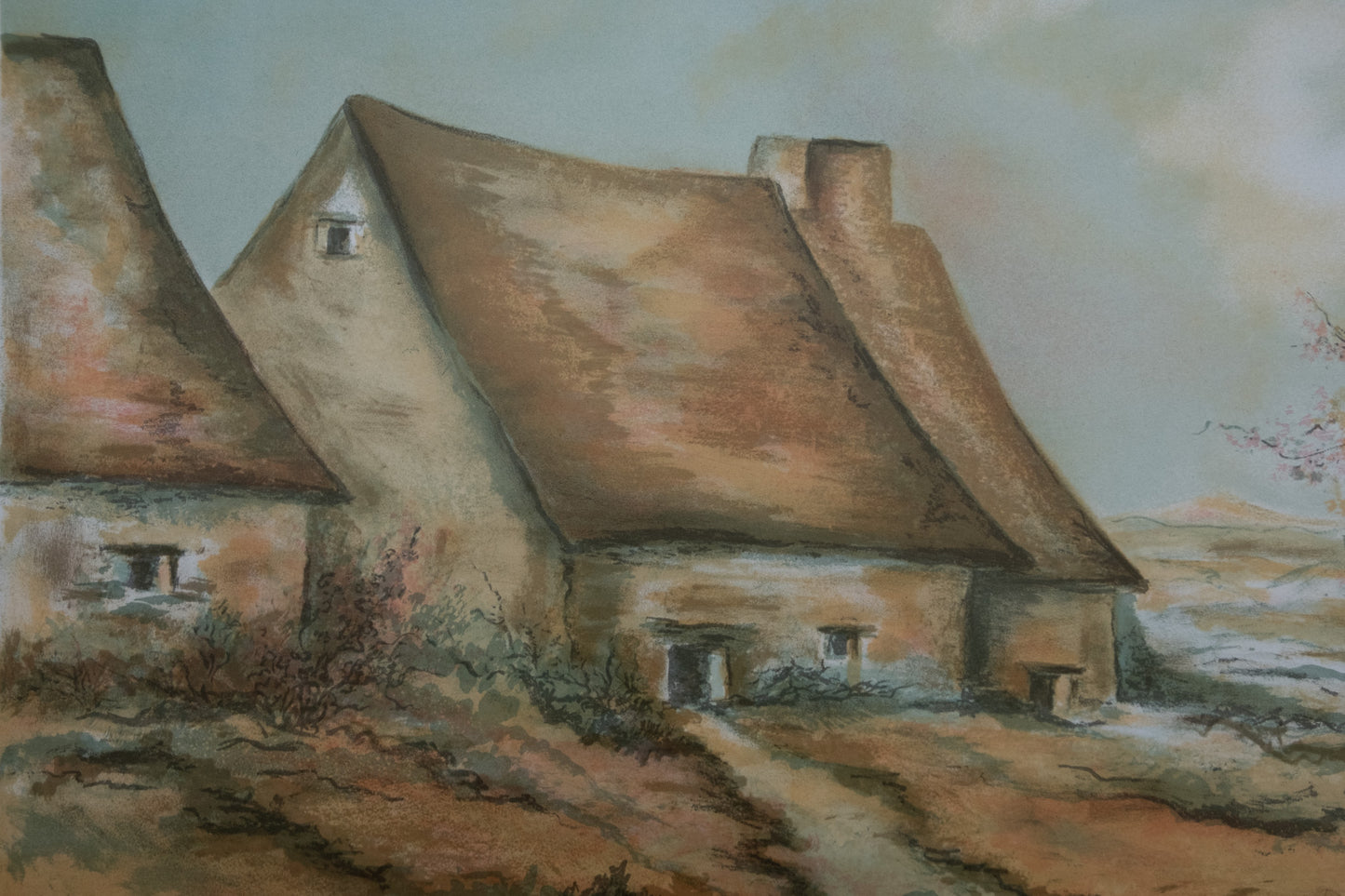 MADUZAC : La chaumière au bord de la rivière - Lithographie originale signée
