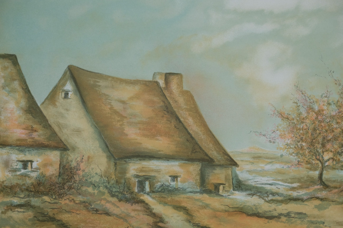 MADUZAC : La chaumière au bord de la rivière - Lithographie originale signée