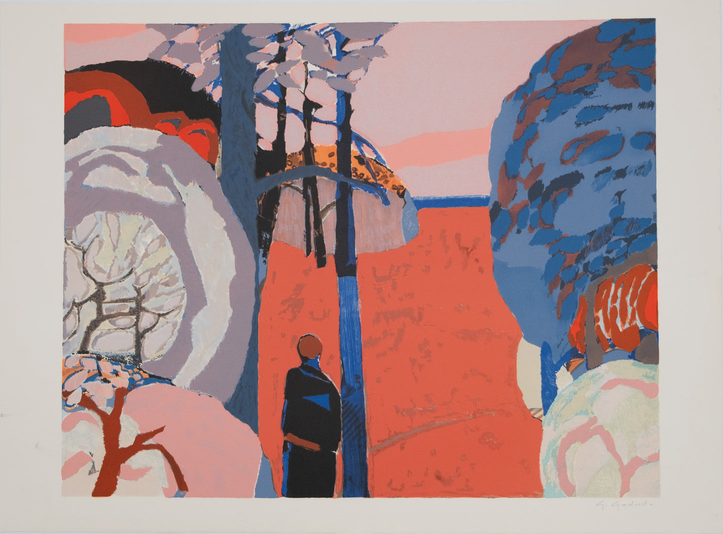 Gabriel GODARD : A l'orée du bois - Lithographie originale signée