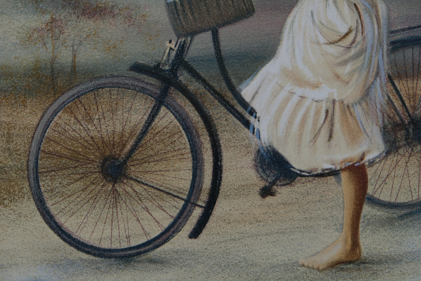 Bernard CHAROY : Jeune fille à bicyclette - Lithographie originale signée