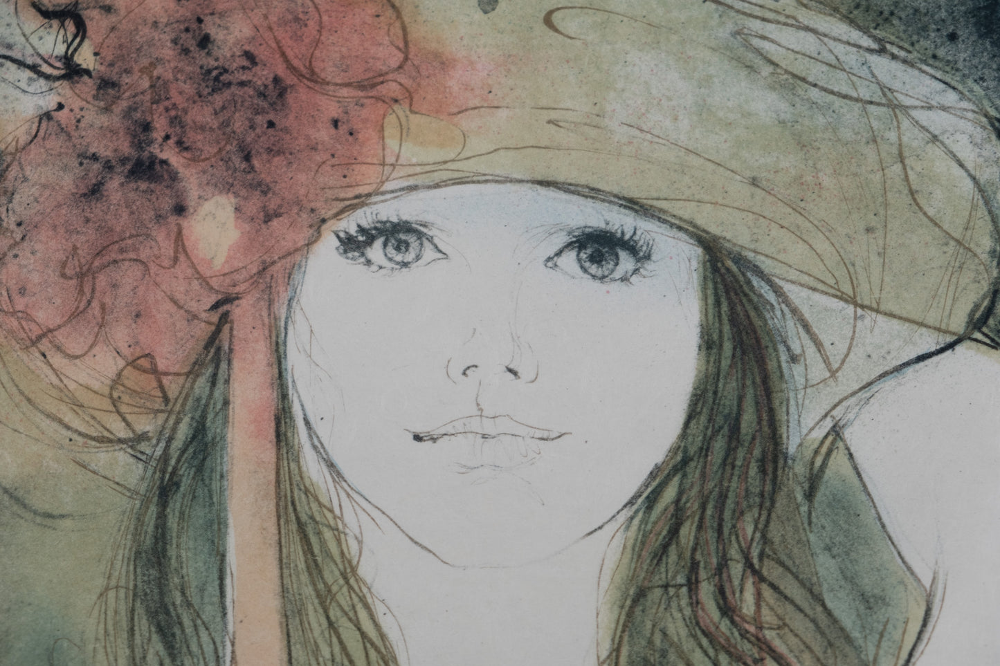 Bernard CHAROY : Portrait de Sophie au ruban - Lithographie originale signée