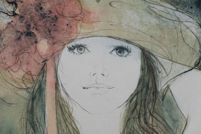 Bernard CHAROY : Portrait de Sophie au ruban - Lithographie originale signée