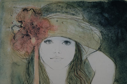Bernard CHAROY : Portrait de Sophie au ruban - Lithographie originale signée