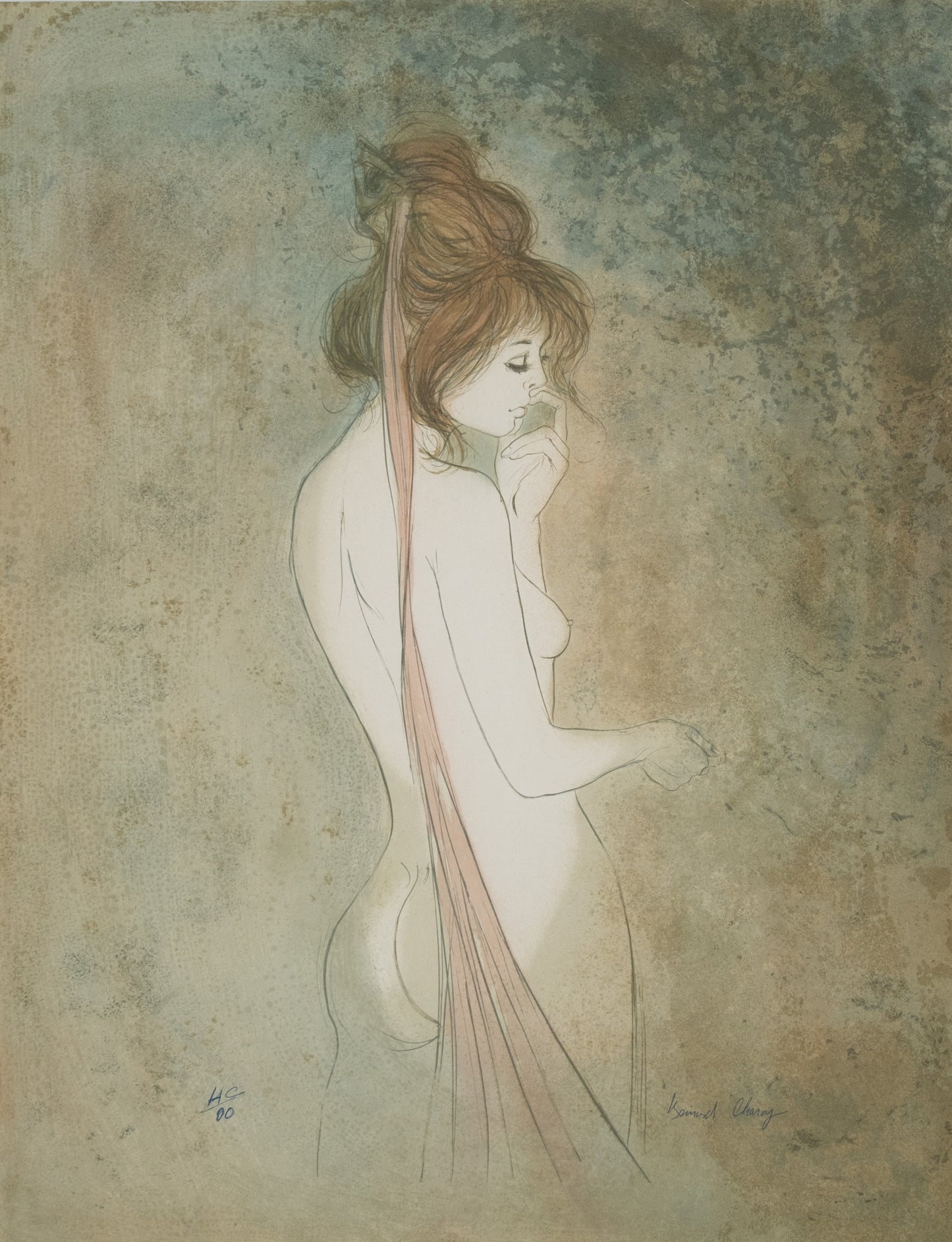 Bernard CHAROY : Dominique au ruban - Lithographie originale signée