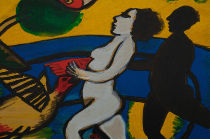 Guillaume CORNEILLE : La femme, l'ombre et les oiseaux - Lithographie originale