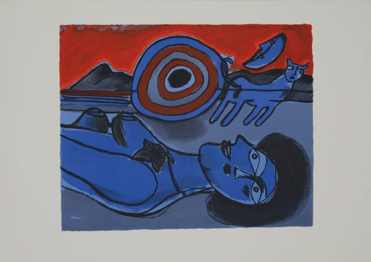 Guillaume CORNEILLE : La femme bleue - Lithographie originale