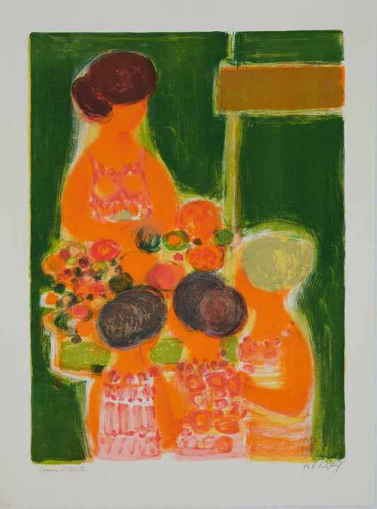 Frédéric MENGUY : La marchande de fleurs - Lithographie originale signée