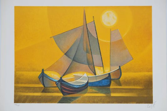 Louis TOFFOLI : Soleil couchant - Lithographie originale signée