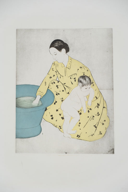 Mary CASSATT : Le bain de l'enfant - Gravure signée