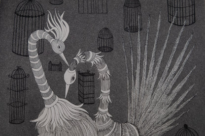 Anne PARISOT BAILLE : Parade nuptiale - Gravure originale signée
