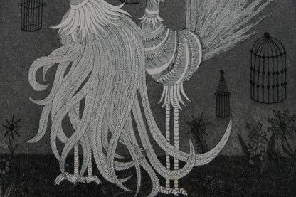 Anne PARISOT BAILLE : Parade nuptiale - Gravure originale signée