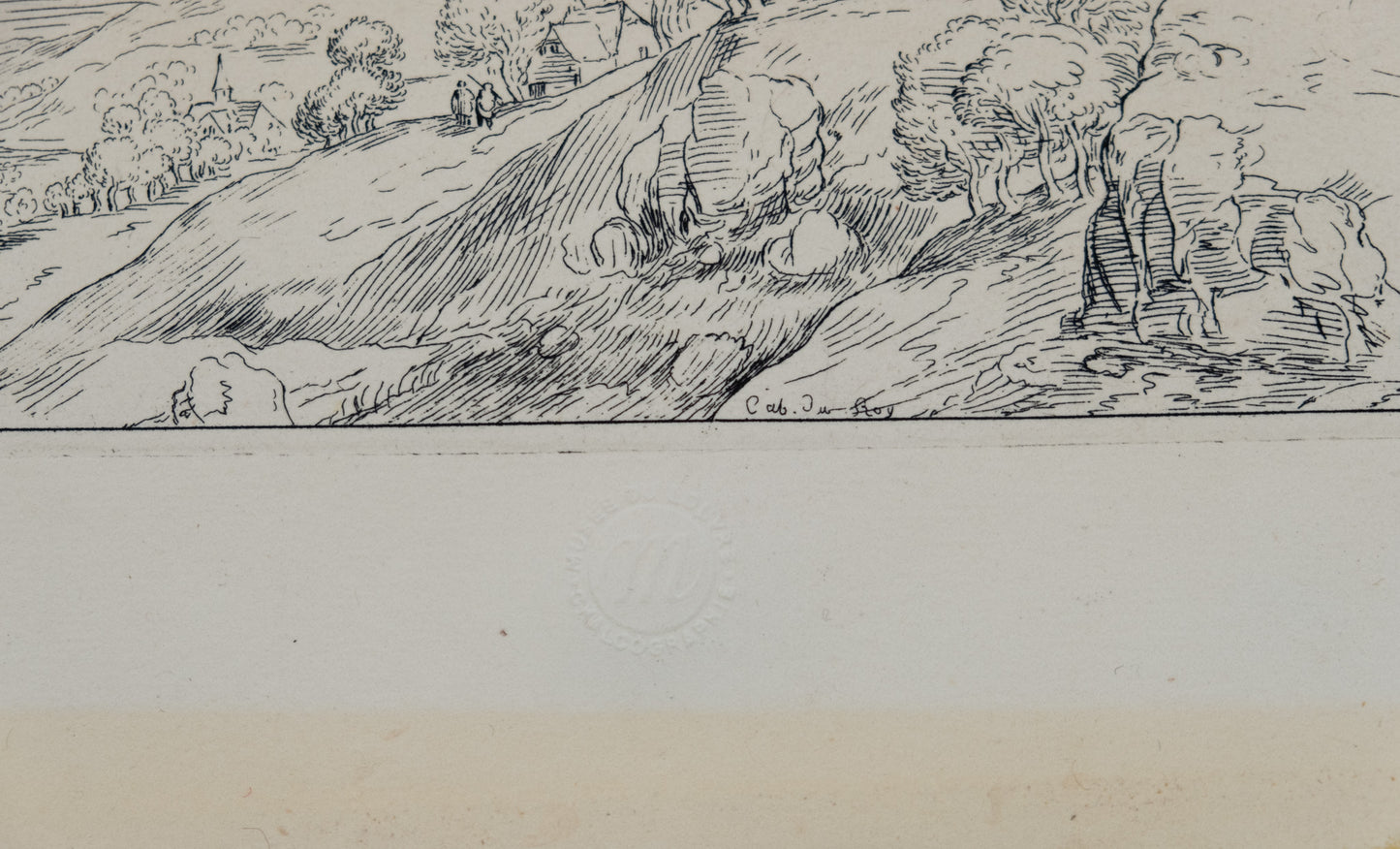 Pieter BRUEGHEL (l'ancien) : Paysage en bord de rivière - Gravure originale signée