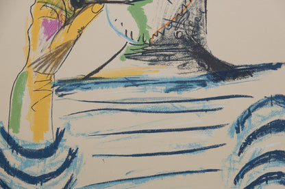 Pablo PICASSO : Homme à la marinière et à la cigarette - Lithographie signée