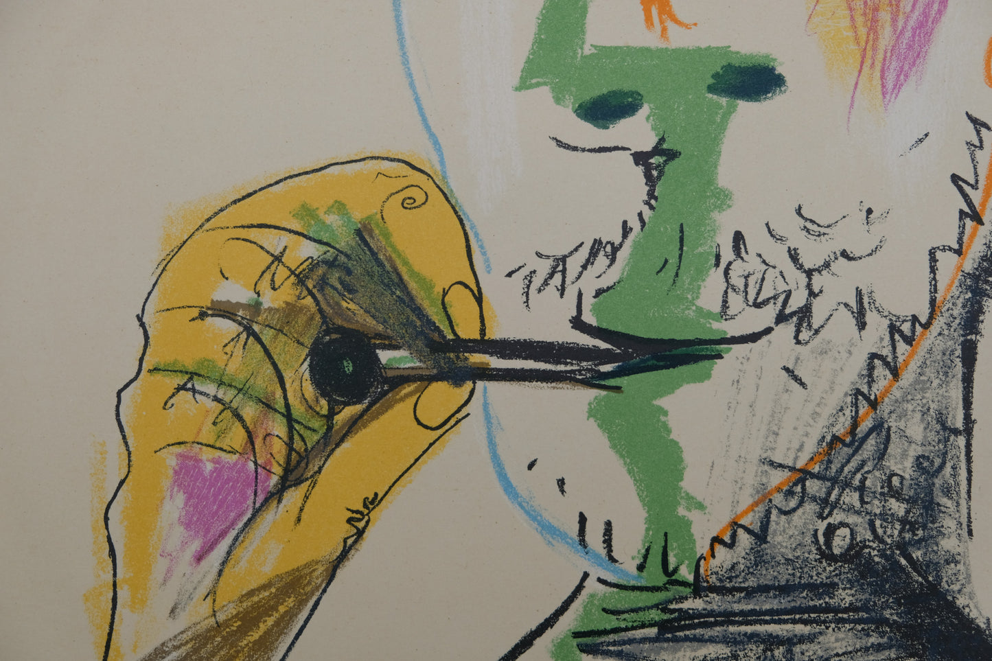 Pablo PICASSO : Homme à la marinière et à la cigarette - Lithographie signée