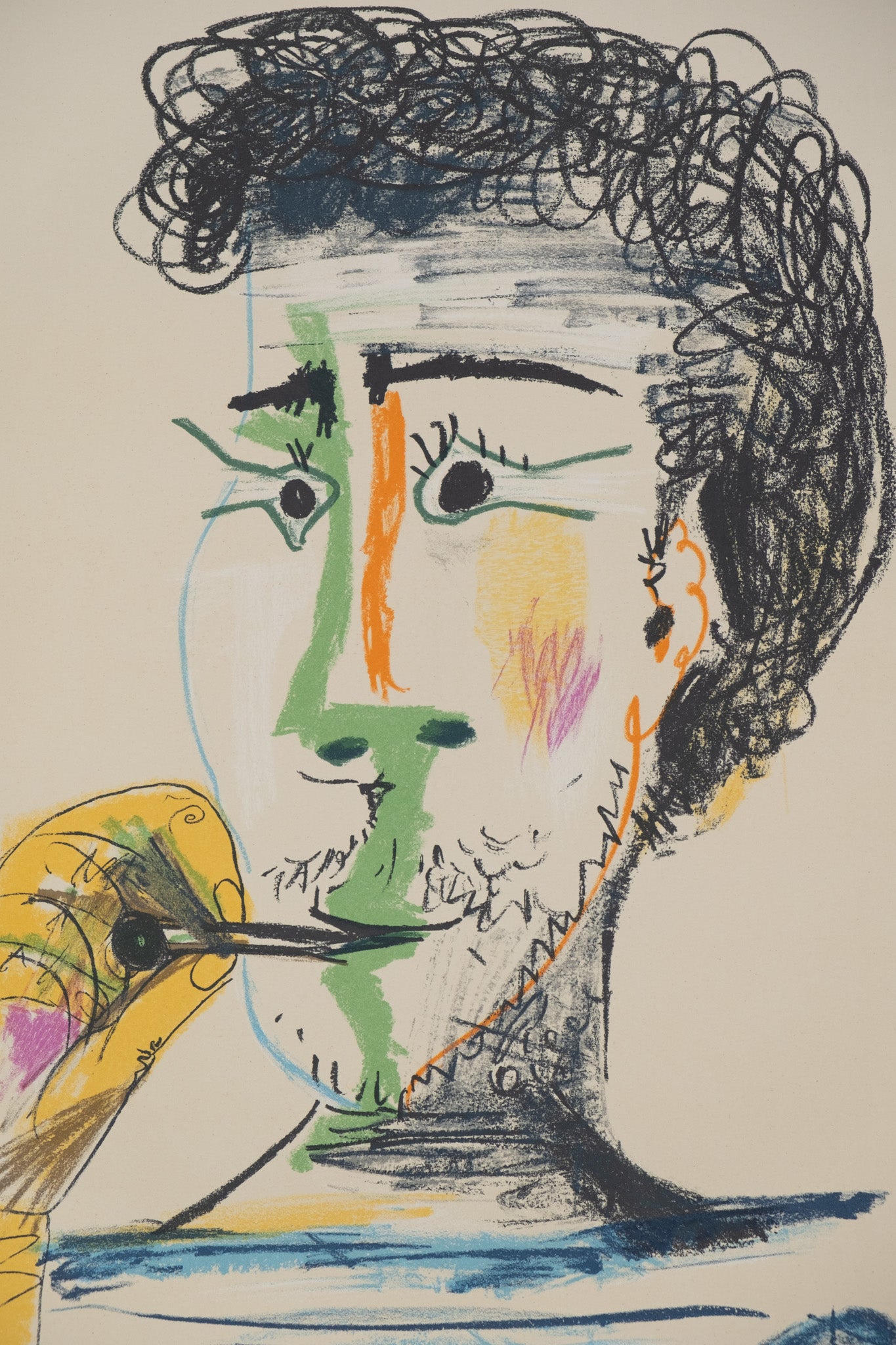 Pablo PICASSO : Homme à la marinière et à la cigarette - Lithographie signée