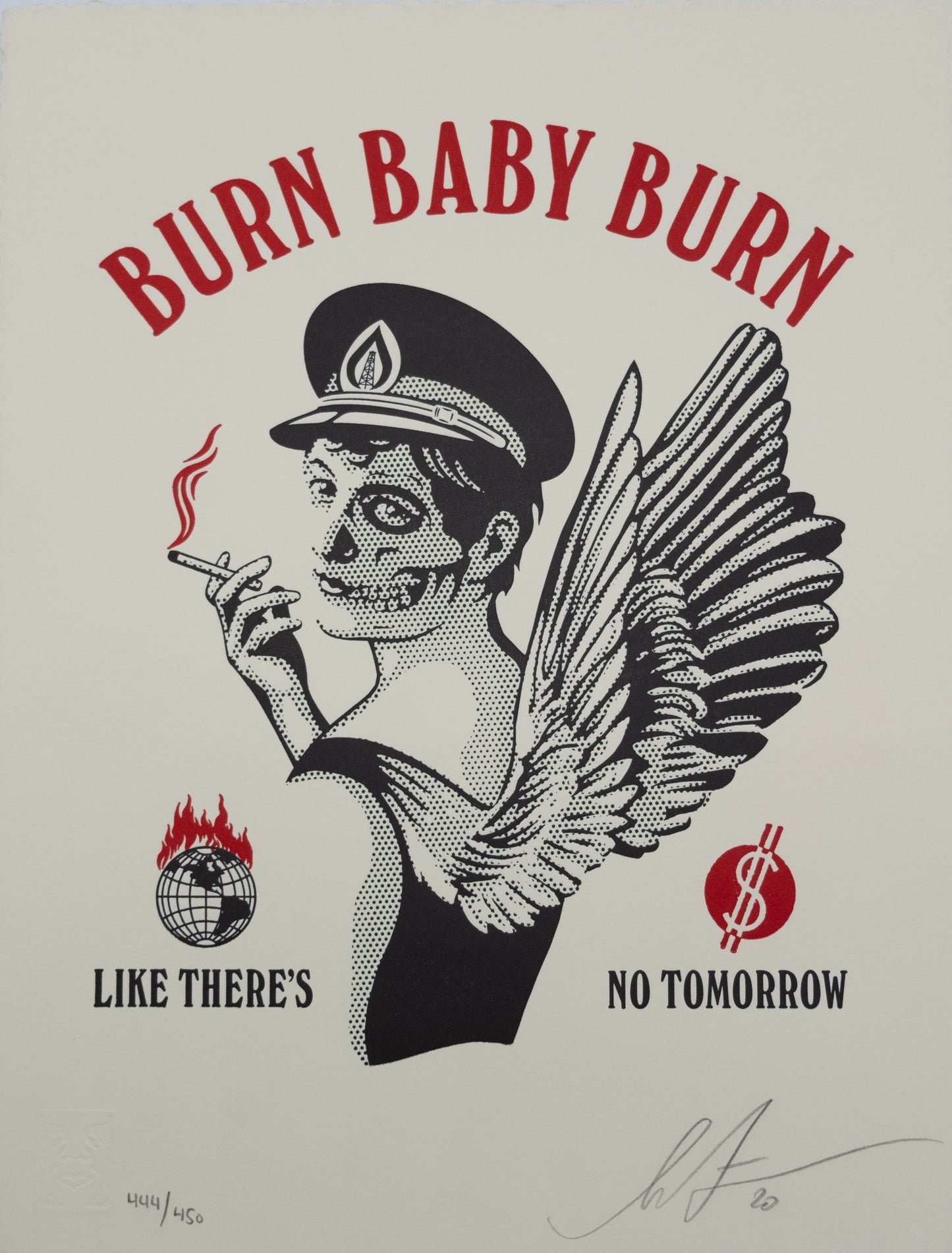 Shepard FAIREY (OBEY) : Burn Baby Burn - Letterpress originale signée