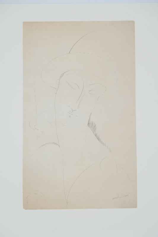 Amedeo MODIGLIANI :  Femme au chapeau - Lithographie signée