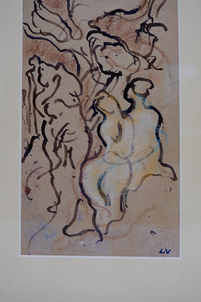 Louis VALTAT : Couple fauve - Dessin original signé