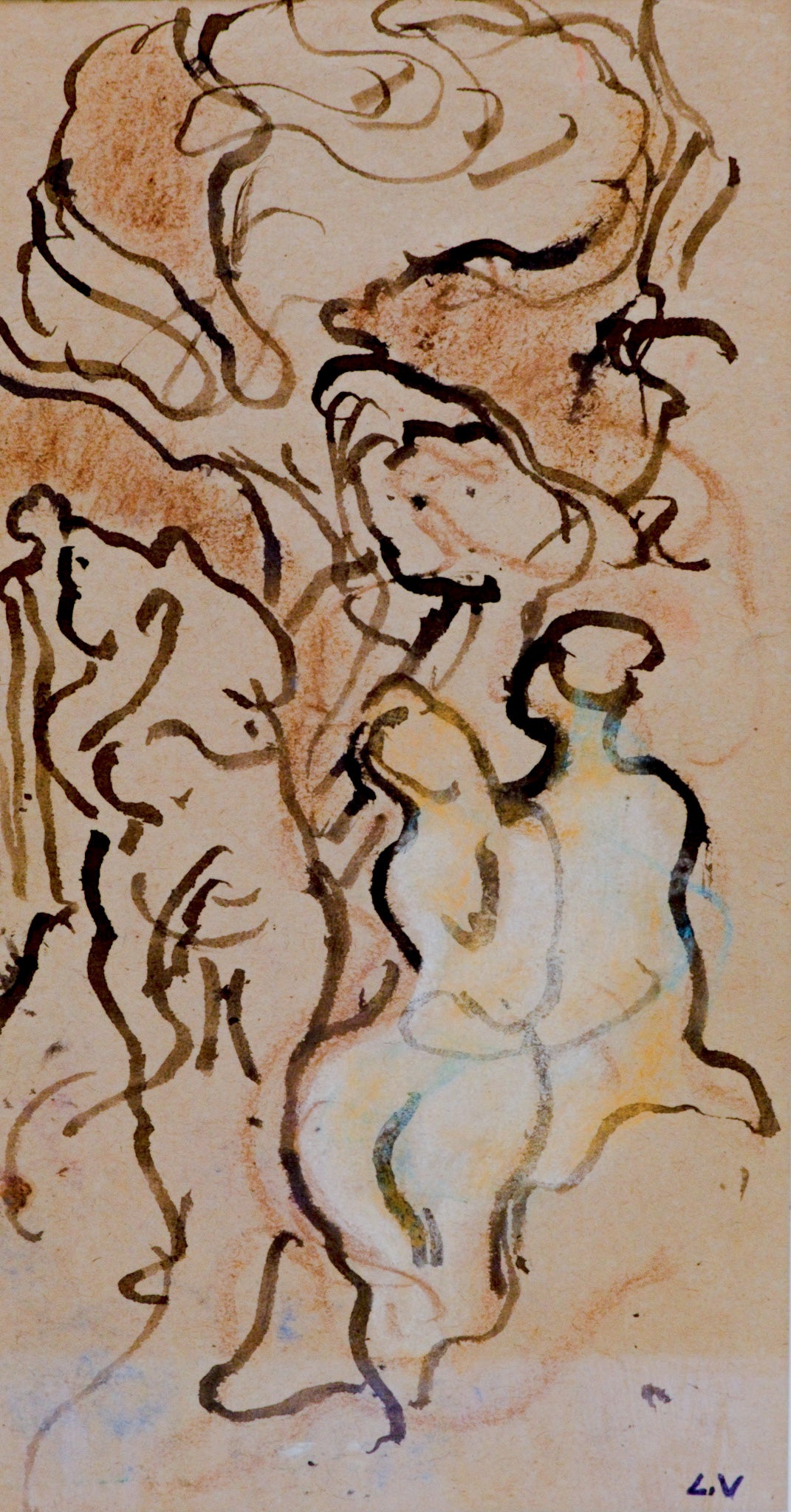 Louis VALTAT : Couple fauve - Dessin original signé
